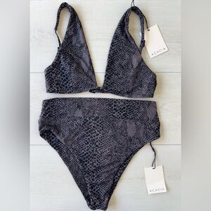 NWT Acacia Bikini/Lining Set- Bosa Top/G Land Bottom in Black Snake (Size M)